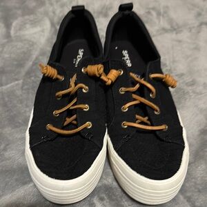 Sperry Black Sneakers with Tan leather Laces